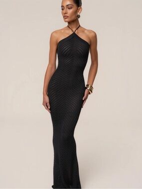 JLUXLABEL Late Hour Halter Maxi Dress